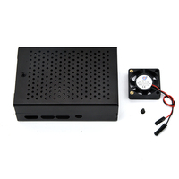 Caja de aleación de aluminio con ventilador de refrigeración Caja de carcasa de metal para Raspberry Pi 4B Pi 4 Modelo B