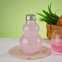 Bouteille de boisson en PET de forme gourde unique avec bouchon à vis en aluminium de 38 mm, bouteille de qualité alimentaire, impression personnalisée pour les boissons aux fruits