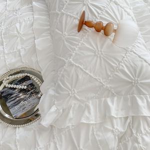 Set Copripiumino e Lenzuola Quattro Stagioni in Cotone Lavato con Bottoni, Stile Principessa, Tinta Unita, per Dormitorio Ragazza - Product Image 4