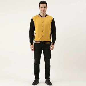 Custom <b>Men's</b> Varsity <b>Jacket</b> <b>Long</b> Sleeve Stand Collar Front Logo 100% Cotton Breathable Winter - Product Image 1