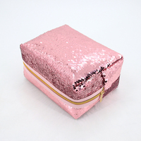 Pochette cosmétique de luxe rose brillante à paillettes, sacs à maquillage personnalisés avec paillettes