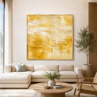 Peinture à l'huile abstraite Mustard Relief sur toile, Ocre Or Crème Impasto Pinceau Sec, Taille Personnalisée, Vente en Gros Direct Usine d'Art