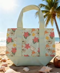 Custom Print Cute <b>Mini</b> Canvas <b>Tote</b> <b>Bag</b> Front Pocket Aloha Shaka Puakenikeni Pattern Hawaiian Style Cloth Canvas Shopping <b>Tote</b> - Product Image 2