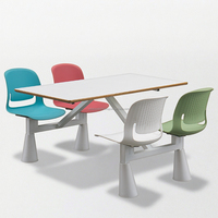 Nouvelle conception de table et de chaises de salle à manger pour cantines scolaires et restaurants, en acier, pour 4 personnes, restauration rapide