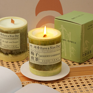Vela Aromática Estilo Chino, Creativa, en Tubo de Bambú, Vela de Cera de Soja en Frasco, Ambiente Cálido, con Caja de Regalo, Luz de Vela - Product Image 5