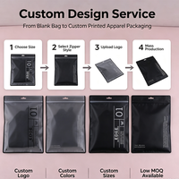 Sac à fermeture éclair givré personnalisé à faible MOQ avec logo, pochette en plastique refermable avec trou de suspension pour l'emballage de vêtements, t-shirts et articles vestimentaires