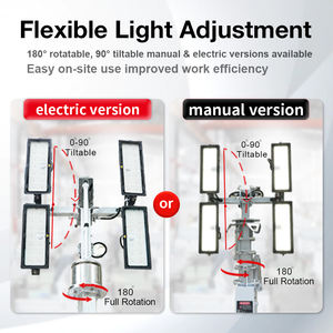 Tour d'éclairage solaire mobile haute performance avec mât télescopique de 9 m, levage électrique, 4*100W LED, à vendre et à louer - Product Image 3