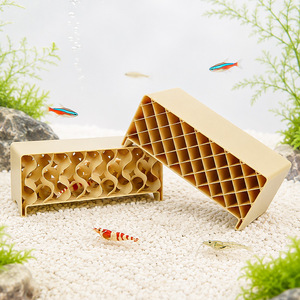 Caverne de cachette pour poissons et crevettes en sable et gravier pour aquarium, imprimée en 3D, nid de crevettes multicouche en nid d'abeille - Product Image 3