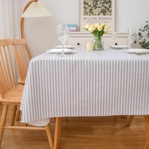 Huihe Elegant Stain-Resistant <strong>Striped</strong> Vinyl <strong>Table</strong> <strong>Cloth</strong> Durable PVC <strong>Table</strong> Pad Wipeable <strong>Table</strong> Topper for Family Meals/Gatherings - Product Image 4
