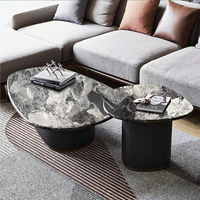 Meubles de maison de luxe, table basse ovale moderne avec plateau en marbre et pieds en acier pour salon, appartement