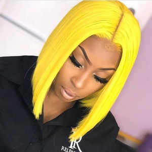 Peluca de Cabello Humano 100% Natural, Peluca Corta con Frente de Encaje, Peluca Bob Rubia con Línea de Cabello Pre-Desplumada para Mujeres Negras, Cabello Largo en las Puntas - Product Image 2