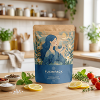 Sachet refermable personnalisé en papier kraft mat pour thé vert 100g, pochette à fermeture éclair robuste pour thé, emballage stand-up