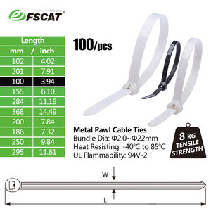 روابط كابلات FSCAT من النايلون بـ 8 مشابك فولاذية، مقاومة للعوامل الجوية، قوة شد 40 رطل، روابط بلاستيكية، عبوة 100 قطعة (أسود) - Product Image 6
