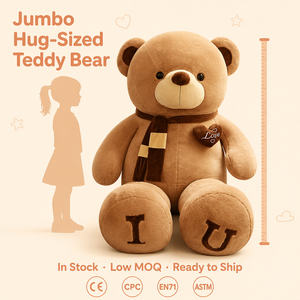 Orsacchiotto Gigante con Sciarpa, Design Personalizzato, Grande Orso di <span class=keywords><strong>Peluche</strong></span> con <span class=keywords><strong>Cuore</strong></span>, Giocattolo Morbido per Baby Shower e Regalo di San Valentino - Product Image 3