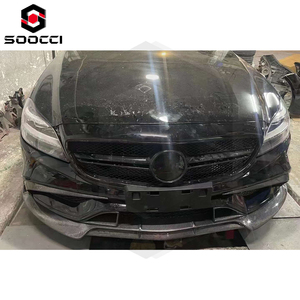 Ensemble de lèvres avant en fibre de carbone de style BRS pour <span class=keywords><strong>Mercedes</strong></span> Benz <span class=keywords><strong>Classe</strong></span> CLS W218 CLS63 Kit de carrosserie de becquet de pare-chocs avant 2016-2018 - Product Image 6