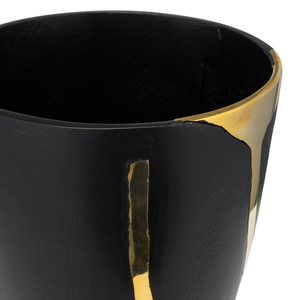 Vaso moderno in metallo affusolato con accenti neri e oro, vaso decorativo per fiori, per soggiorno, camera da letto, decorazioni per la casa - Product Image 6