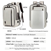 Mochila Multifuncional Casual Unisex Impermeable para Portátil Oxford, Expandible con USB, para Viajes de Negocios, Estudiantes y Computadora