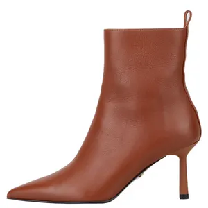 New Arrival Collection Design Large Sizes Luxury Soft Leather Upper With Zipper Womens Heel Shoes Stiletto Ankle Boots