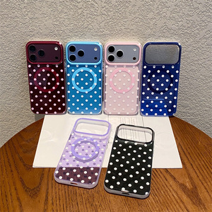 เคสโทรศัพท์มือถือลายจุดหรูหราแบบแม่เหล็กสำหรับ iPhone 18 17 16 15 Pro Max  ฝาหลังใสลายวงกลมนีออน IMD รุ่นใหม่ - Product Image 1