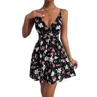 Robe d'été Gimily bleu ciel pour femme, décontractée, en coton, sans manches, coupe trapèze, mini, col en V, respirante
