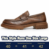 Chaussures décontractées pour hommes en cuir véritable à semelle épaisse, style vintage, bout rond, résistantes aux chocs, à enfiler – Produits en dropshipping