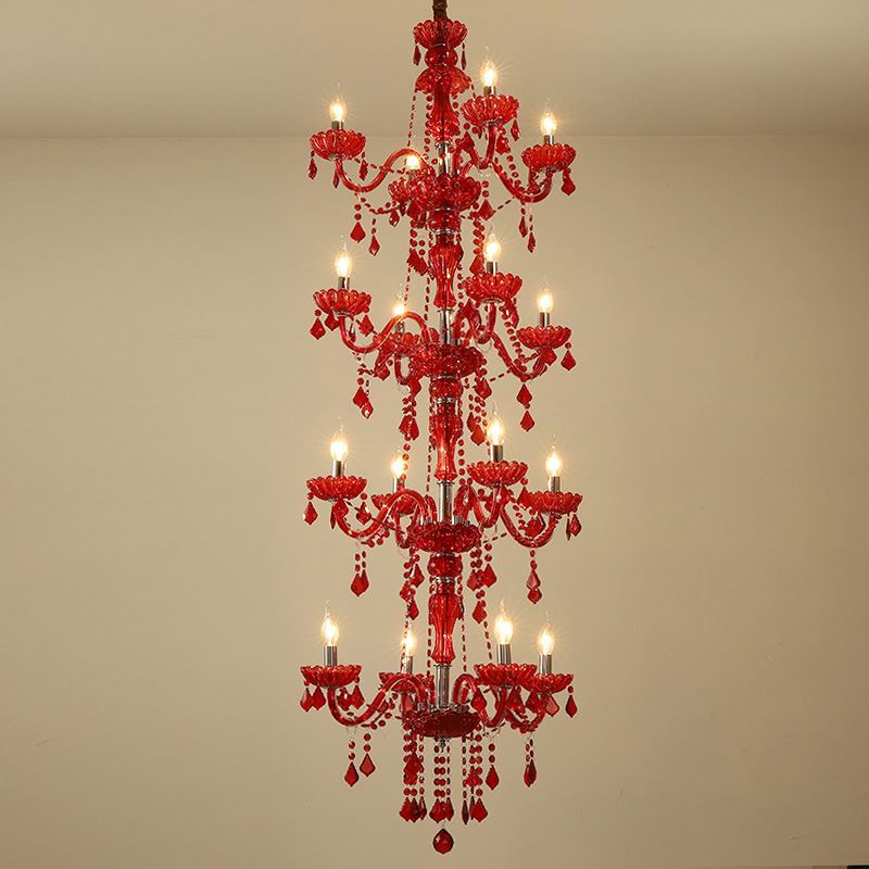 Large Luxury LED Crystal Chandelier Lamp for Staircase AC Powered Ceiling Pendant Lighting Fixture