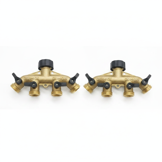 Four-way Cast Iron Ball Valve Splitter Nozzle Leak-proof Sprinkler Water Pipe Thread Connection 3/4 Port Size for Vegetable