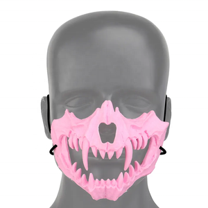 Máscara de Esqueleto de TPE para Halloween, Disfraz de Cosplay de <span class=keywords><strong>Hombre</strong></span> <span class=keywords><strong>Lobo</strong></span>, Accesorio de Fiesta de Terror para Caza en Negro/Rosa/Blanco - Product Image 5
