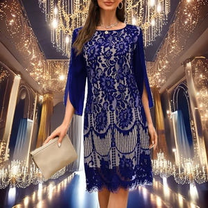 European American <b>Sequin</b> Beaded Tassel Sleeveless V-Neck A-Line Chiffon Winter Floor-Length Natural Waist Party Dress - Product Image 2