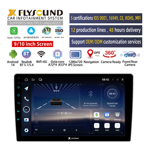 Flysonic Universal 9 pouces 2 din autoradio audio 2k IPS écran tactile avec caméra 8 cœurs 360 lecteur dvd de voiture android - Product Image 1
