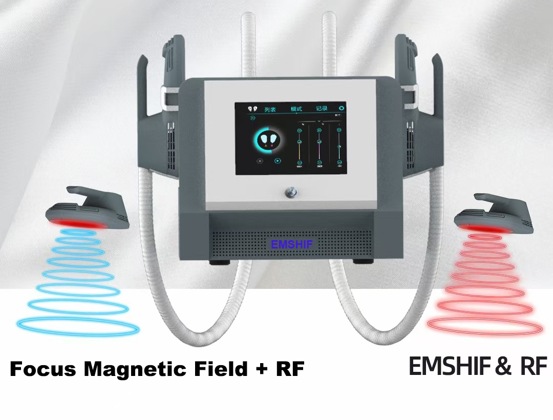 Máquina de terapia magnética de escultura corporal de doble cabezal de escritorio portátil EB.S.D.im Neo RF Máquina adelgazante corporal
