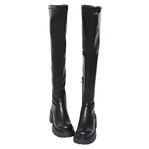 Botas de Mujer Annstar X Zoe para Invierno, con Tacón Grueso, Cierre Lateral con Cremallera, por Encima de la Rodilla, 6.5cm, Parte Superior de Poliuretano Elástico, Anti-Fricción - Product Image 3