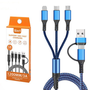 Cable de datos de carga rápida 5 en 1 tipo C con trenzado de nailon para teléfono móvil, 1 m de longitud - Product Image 2