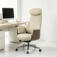 Chaise de bureau exécutive ergonomique Henglin à dossier haut avec hauteur réglable, pivotante, revêtement en tissu, cuir véritable et PU
