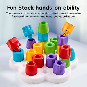 Gioco Educativo per Bambini KS, Blocchi di Costruzione Impilabili Fai-da-Te, <span class=keywords><strong>Puzzle</strong></span> di Forme, Gioco di Ordinamento, Giocattoli Montessori con Pioli in Plastica Robusta - Product Image 4