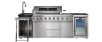 Ensemble de barbecue à gaz pour cuisine extérieure autoportante avec évier et réfrigérateur, installation facile pour patio et jardin