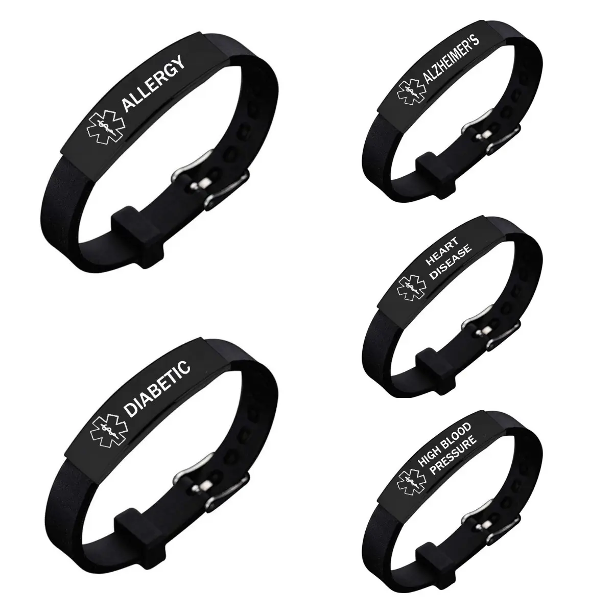 Titanium Staal Siliconen Polsband Graveren Medische Waarschuwing Autisme Kanker Bewustzijn Allergie Bewustzijn Armband Horlogeband Armband Armband