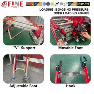 Escalera Extensible Plegable de Fibra de Vidrio con Gancho para Cables, Alta Resistencia, Capacidad de Carga de 300 Libras, para Uso en Exteriores, Escaleras y Almacenes - Product Image 2