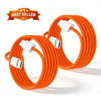 Câble USB-C vers USB-C tressé durable, charge rapide 60W, connecteur fin, couleur orange coordonnée, pour smartphones – Meilleures ventes