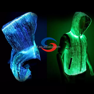Sudadera con capucha de fibra óptica LED | Chaqueta con cremallera USB que cambia de color para <span class=keywords><strong>DJ</strong></span>/KTV/Wedding Show | Disfraz de brillo unisex - Product Image 1