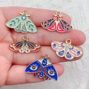 Bracelet Phone Chains Pendant Accessory For Diy Jewelry Making Enamel Moon Star Moth Butterfly Charms