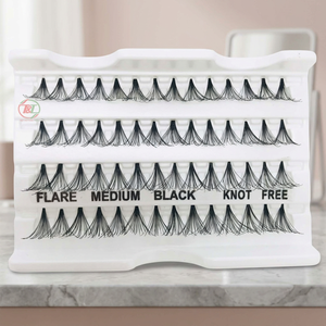 Cils individuels en vison Flare Medium Black Knot Free, courbure C, effilés, faits à la main, bande invisible, naturels et doux - Product Image 1