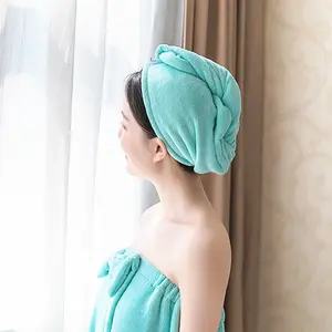 Auper absorbent shower soft Microfiber Stripe Cationic Fabric Hair Drying Towel Wrap Turban