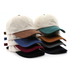 Casquette de baseball deux tons à 6 panneaux non structurés en velours côtelé avec broderie personnalisée <span class=keywords><strong>sur</strong></span> <span class=keywords><strong>mesure</strong></span> - Product Image 1