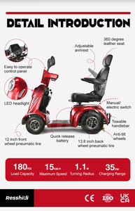 สกู๊ตเตอร์ไฟฟ้า 4 ล้อ 24V 20Ah กันน้ำ แบตเตอรี่ถอดได้ สำหรับผู้สูงอายุ รับน้ำหนัก 180 กก. ความเร็ว 15 กม./ชม. ระยะทาง 35 กม. รุ่น RS-MS106-B Mob - Product Image 5