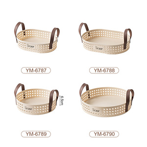 Oval Fruit <b>Basket</b> With Handle For Kitchen Storage And Organization Desktop Rattan Style Storage Bin - Product Image 5