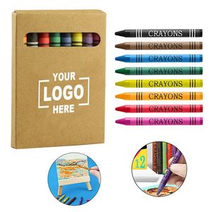 Juego de Crayones Ecológicos en Caja de Papel Kraft Personalizada de 8 Colores, Juego de Crayones de Dibujo Artístico con Logotipo Personalizado para Niños - Product Image 1