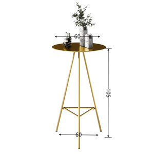 طقم طاولة بار ذهبية اسكندنافية - طاولة مستديرة بارتفاع البار مع كرسيين للمنزل والمقاهي - Product Image 6