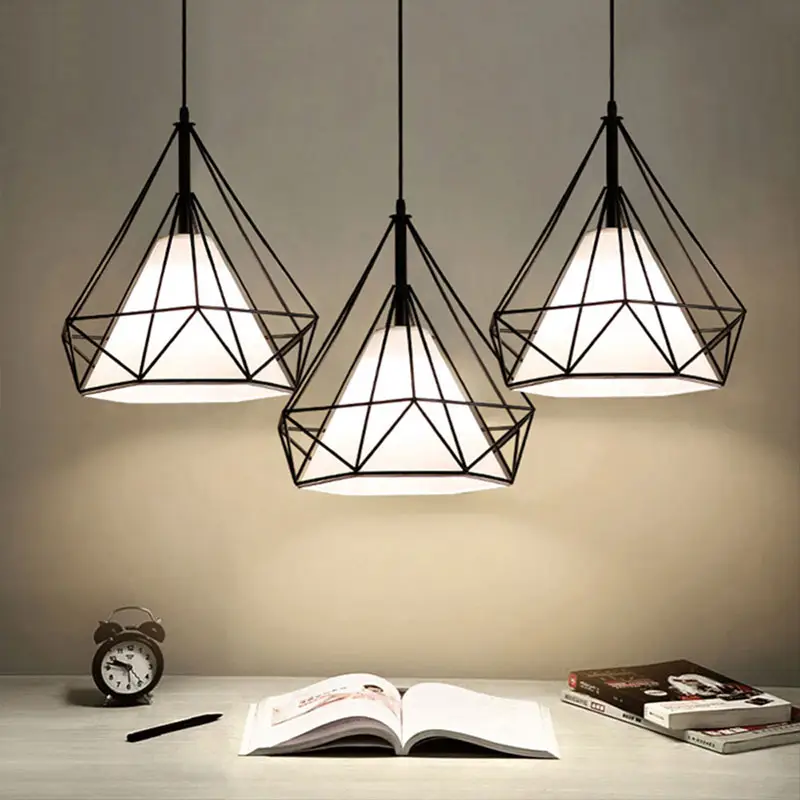Metal Hanging Lamp Iron Pendant Light fixture Ceiling lamps Dining-Room Bedroom Kitchen E27 Modern black pendant lamp