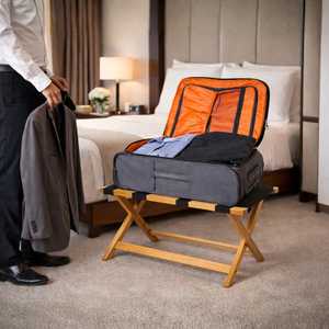 Sgabello Pieghevole in Legno di Bambù per Valigie 65x36x36 Cm, Supporto per Valigie, Organizzatore da Viaggio - Product Image 5
